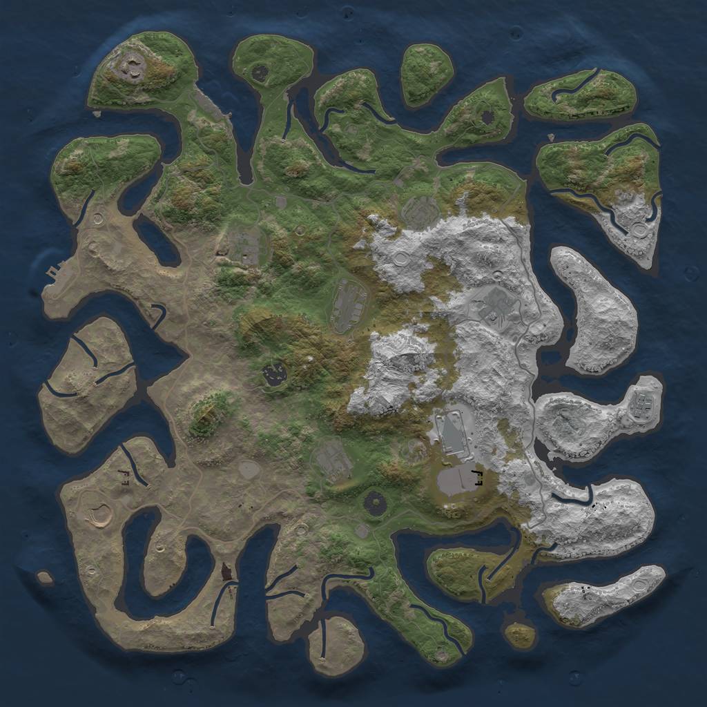 Rust Map: Procedural Map, Size: 4500, Seed: 13838, 18 Monuments