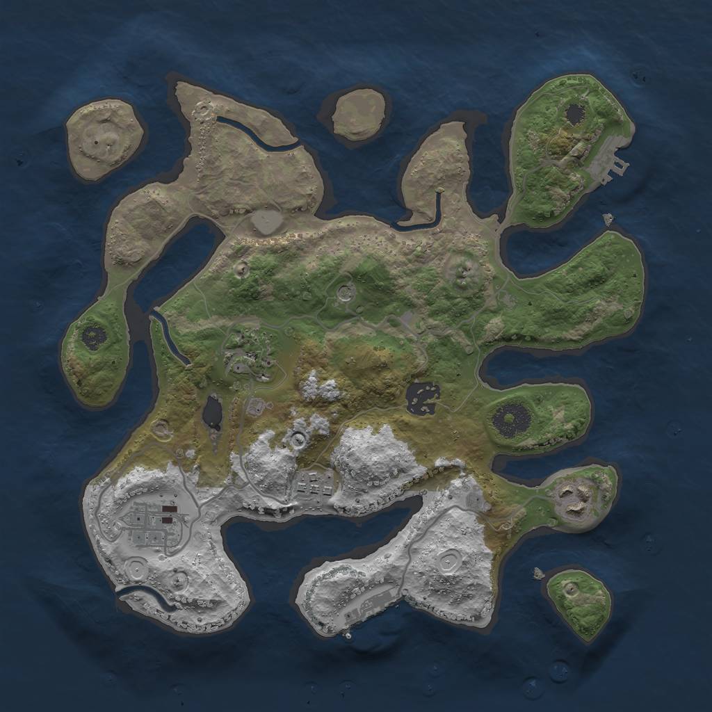 Rust Map: Procedural Map, Size: 3000, Seed: 1874, 13 Monuments