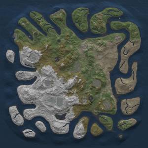 Thumbnail Rust Map: Procedural Map, Size: 4500, Seed: 6969, 18 Monuments