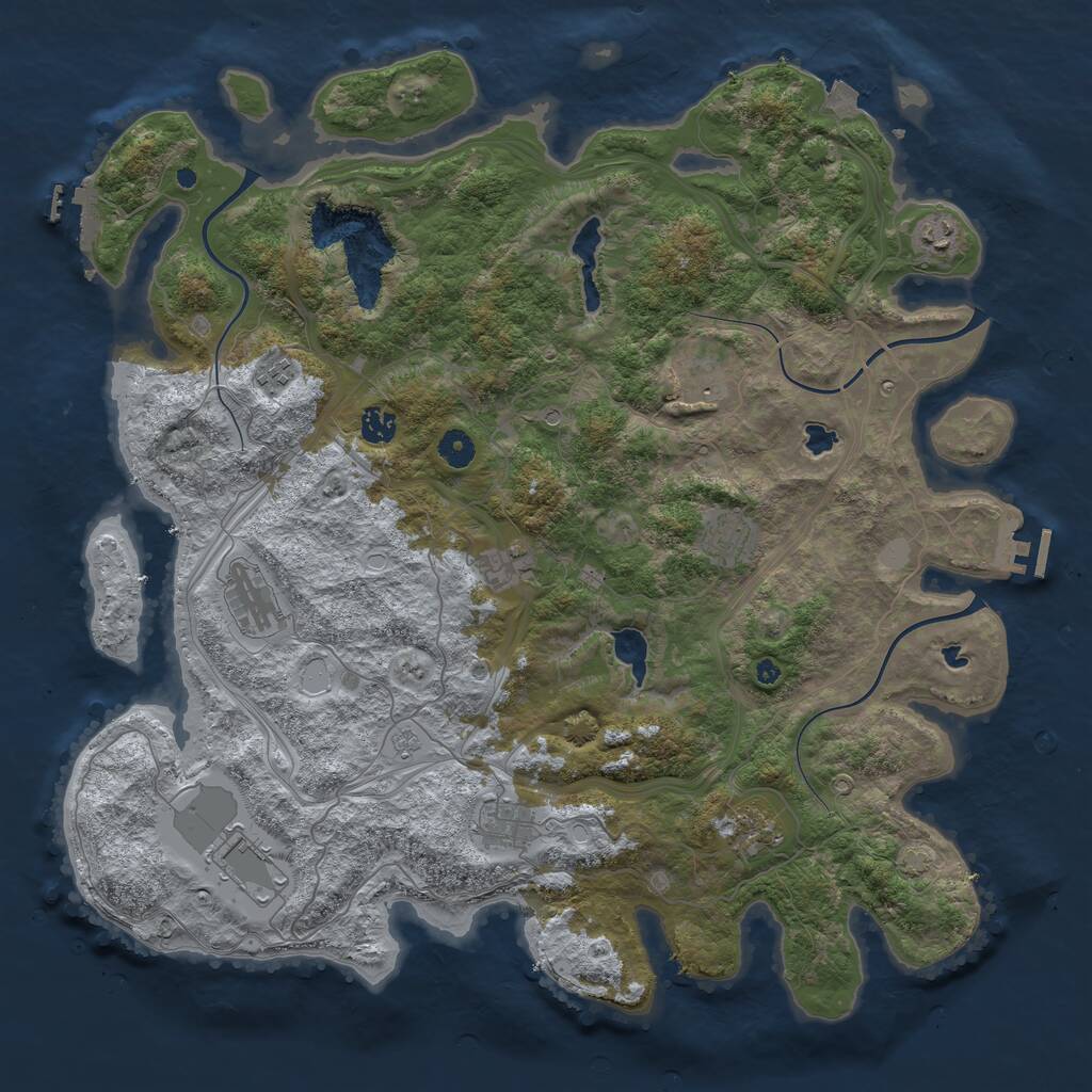 Rust Map: Procedural Map, Size: 4500, Seed: 7524, 16 Monuments