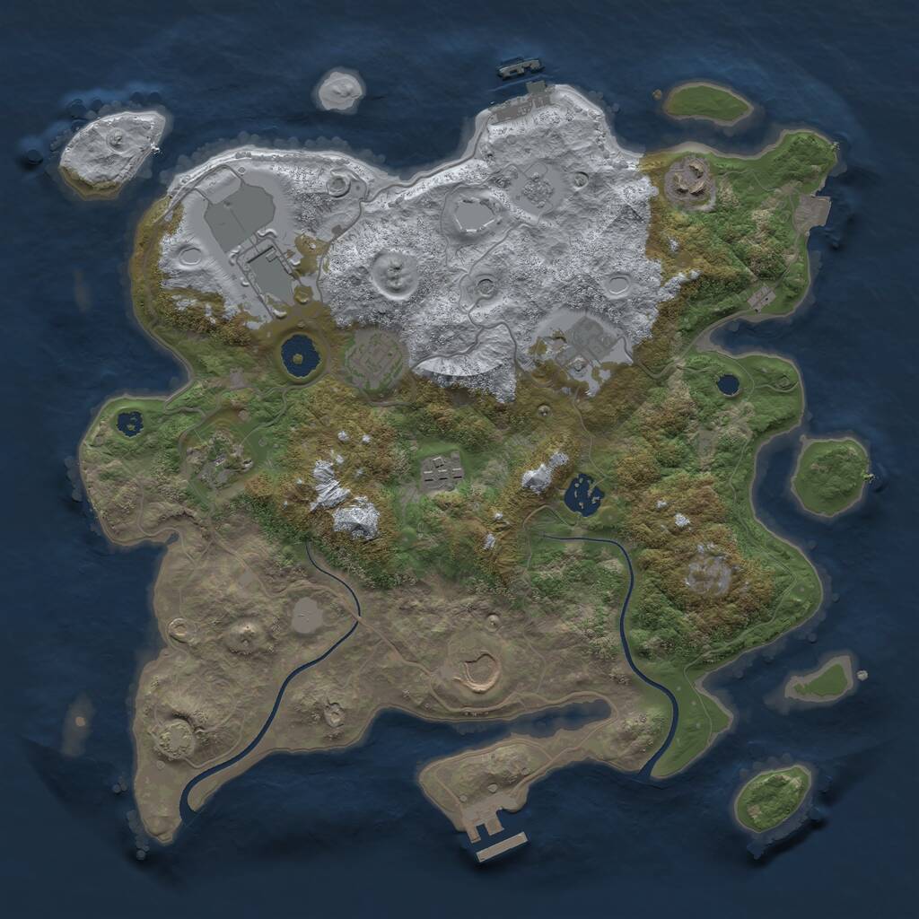 Rust Map: Procedural Map, Size: 3550, Seed: 318063, 14 Monuments