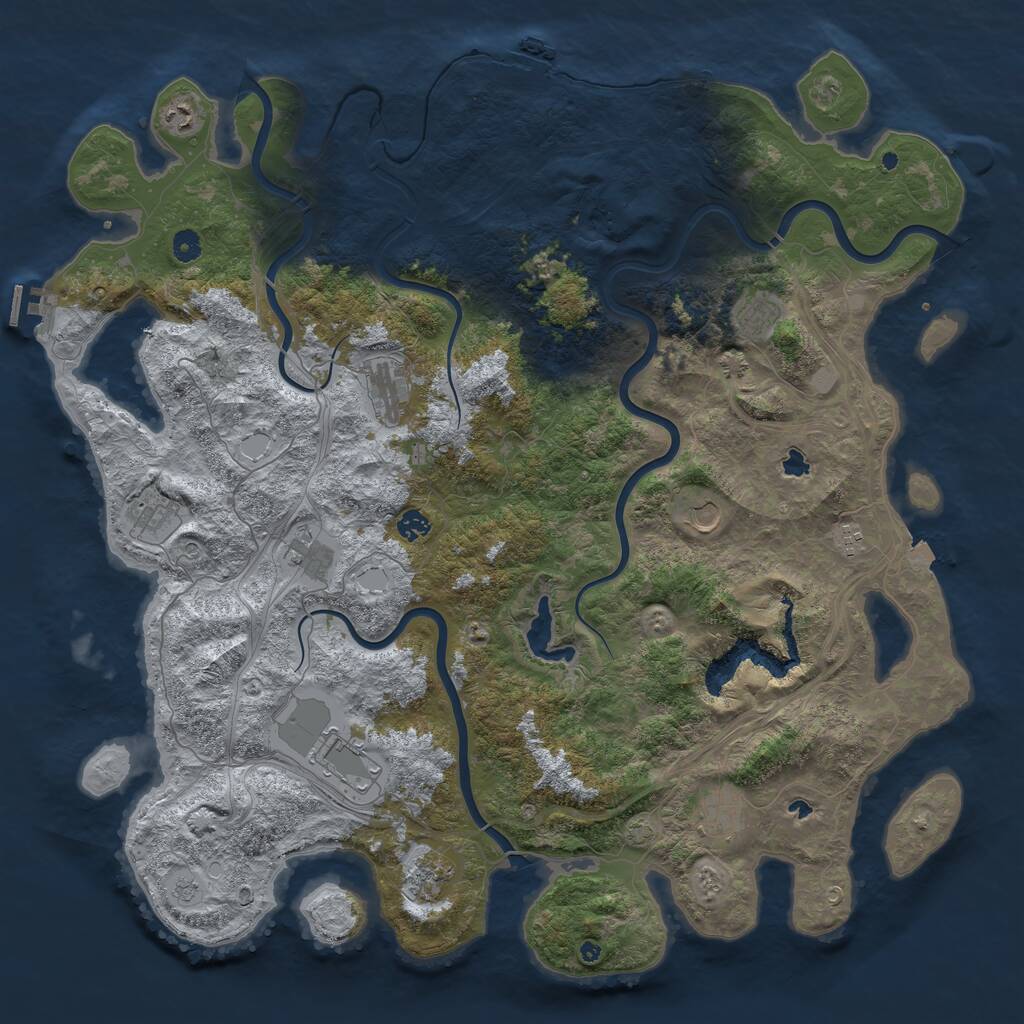 Rust Map: Procedural Map, Size: 4988, Seed: 100, 17 Monuments