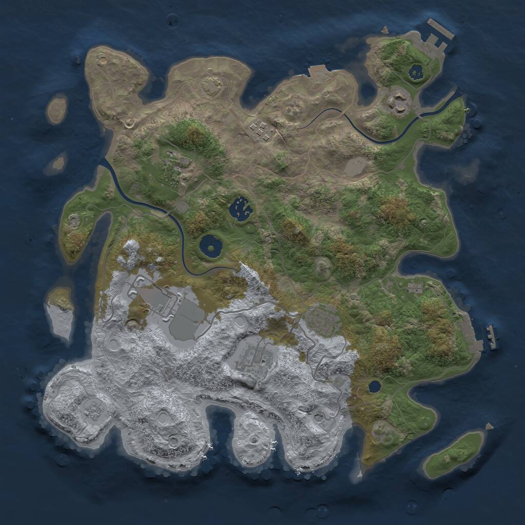 Rust Map: Procedural Map, Size: 3500, Seed: 203046670, 13 Monuments