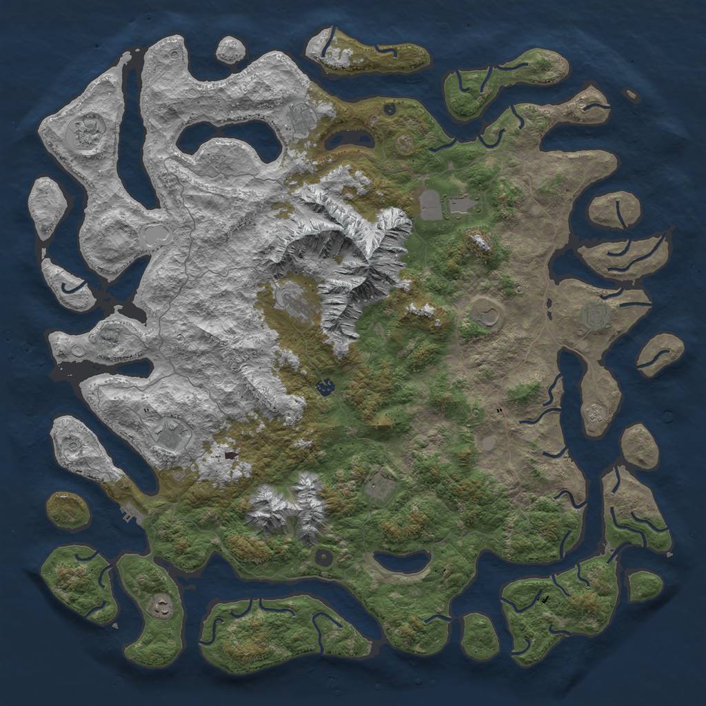Rust Map: Procedural Map, Size: 6000, Seed: 897870, 18 Monuments