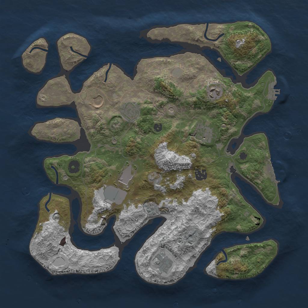 Rust Map: Procedural Map, Size: 3700, Seed: 2044807070, 16 Monuments