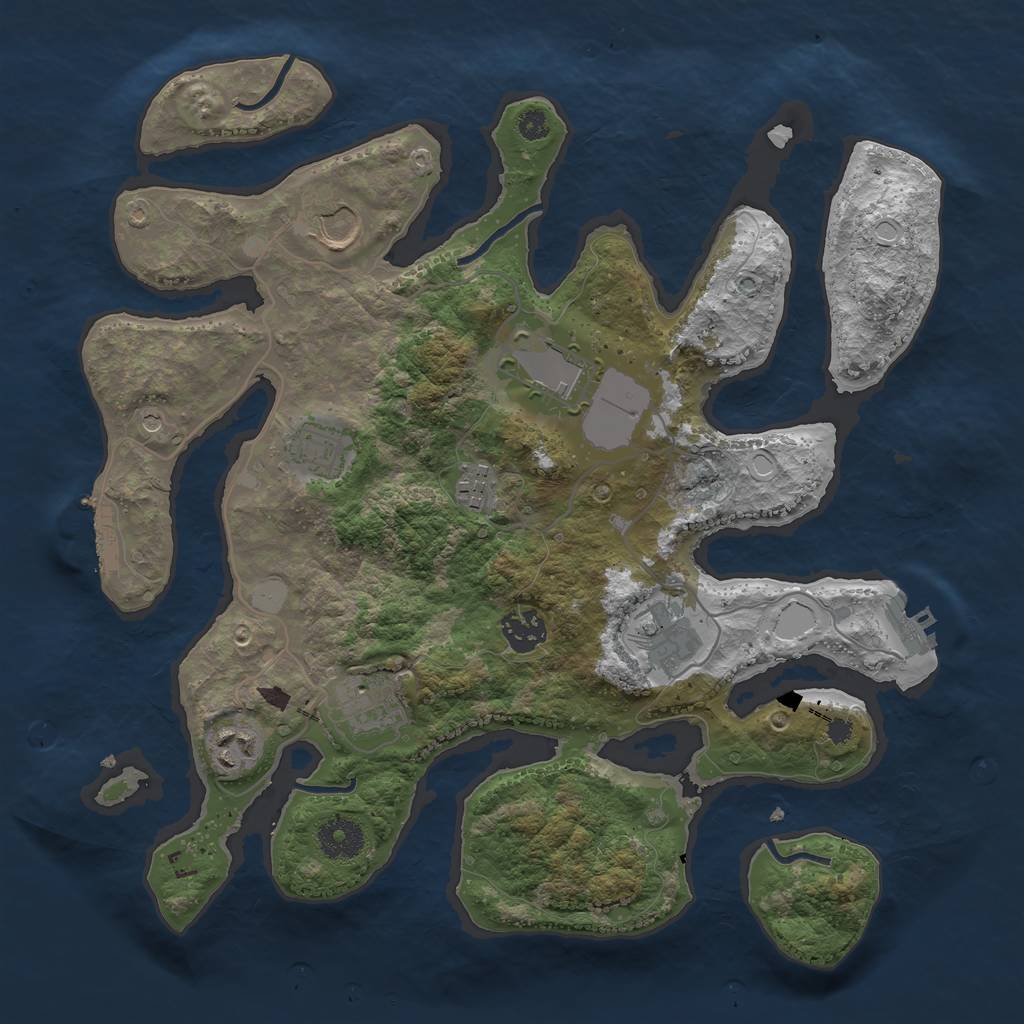 Rust Map: Procedural Map, Size: 3500, Seed: 395472687, 16 Monuments