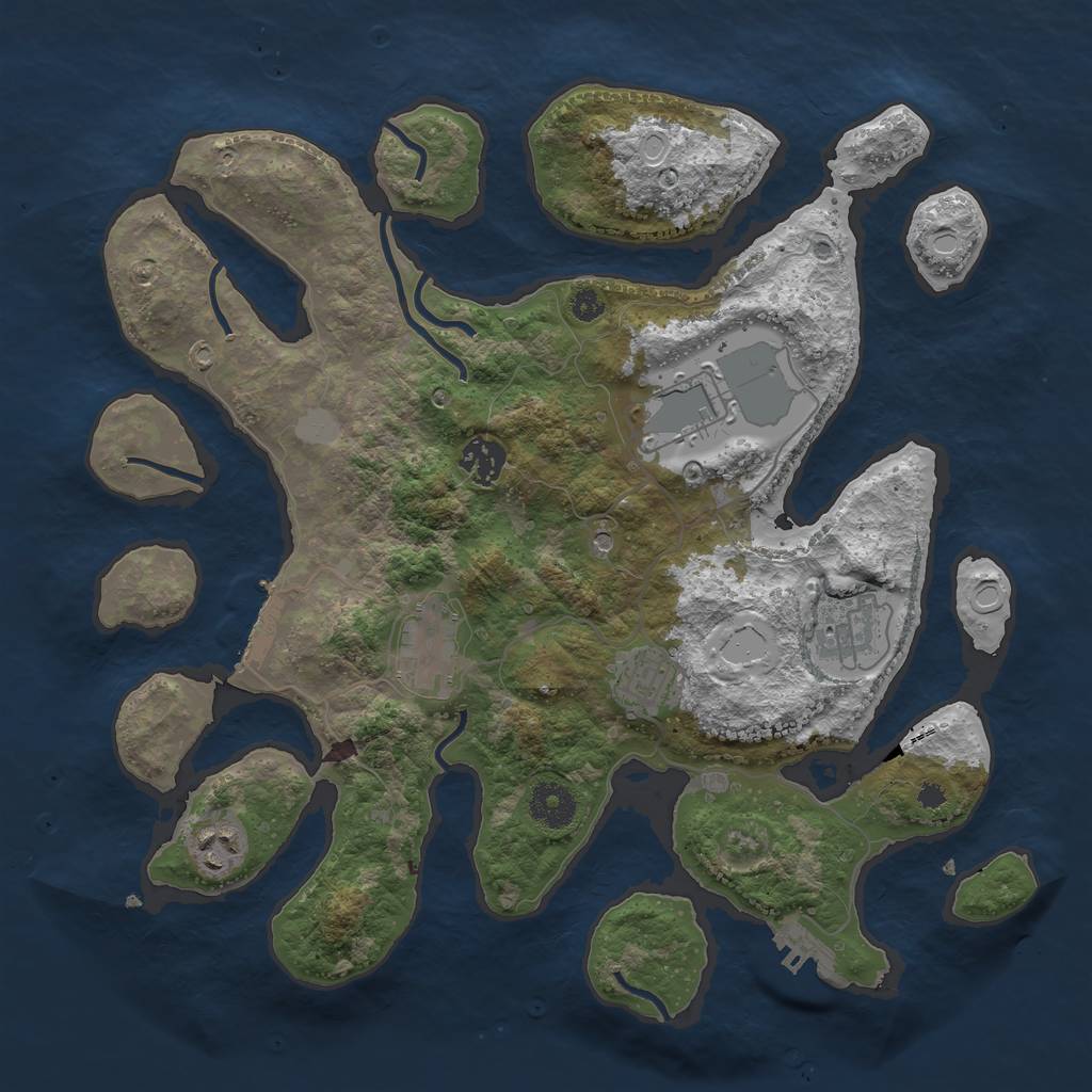 Rust Map: Procedural Map, Size: 3550, Seed: 997138, 14 Monuments