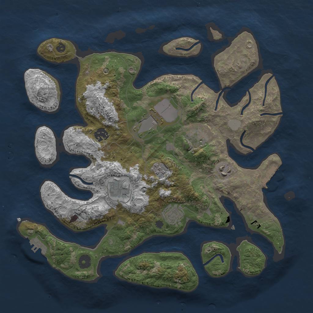 Rust Map: Procedural Map, Size: 3500, Seed: 747552120, 14 Monuments