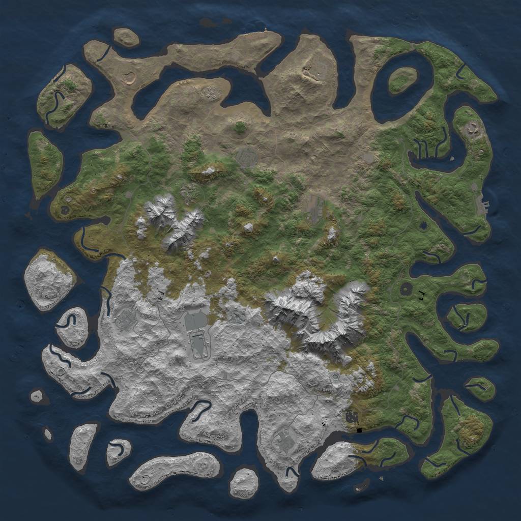 Rust Map: Procedural Map, Size: 6000, Seed: 432, 19 Monuments