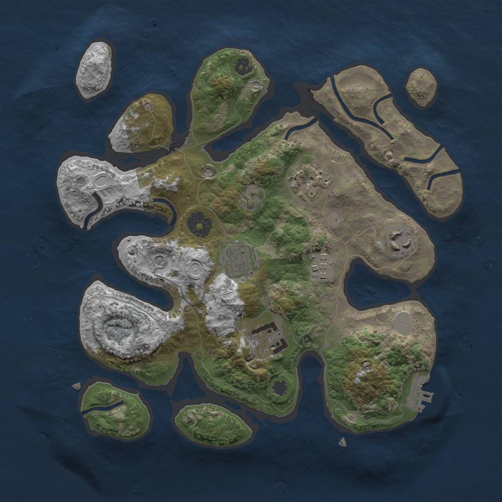 Rust Map: Procedural Map, Size: 3000, Seed: 63828712, 12 Monuments