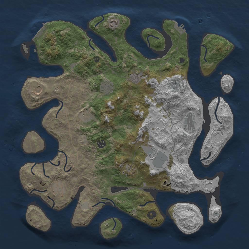 Rust Map: Procedural Map, Size: 4210, Seed: 834563710, 18 Monuments