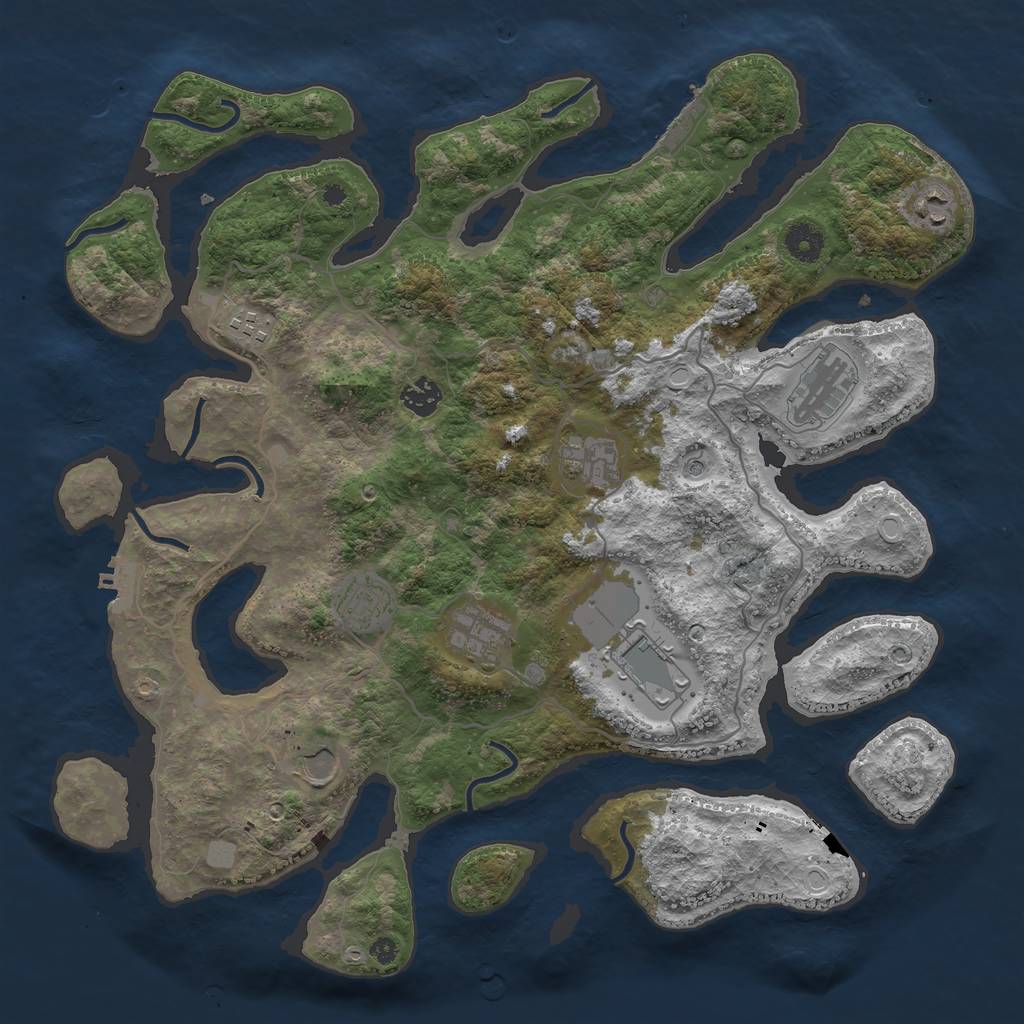 Rust Map: Procedural Map, Size: 4000, Seed: 910122, 17 Monuments