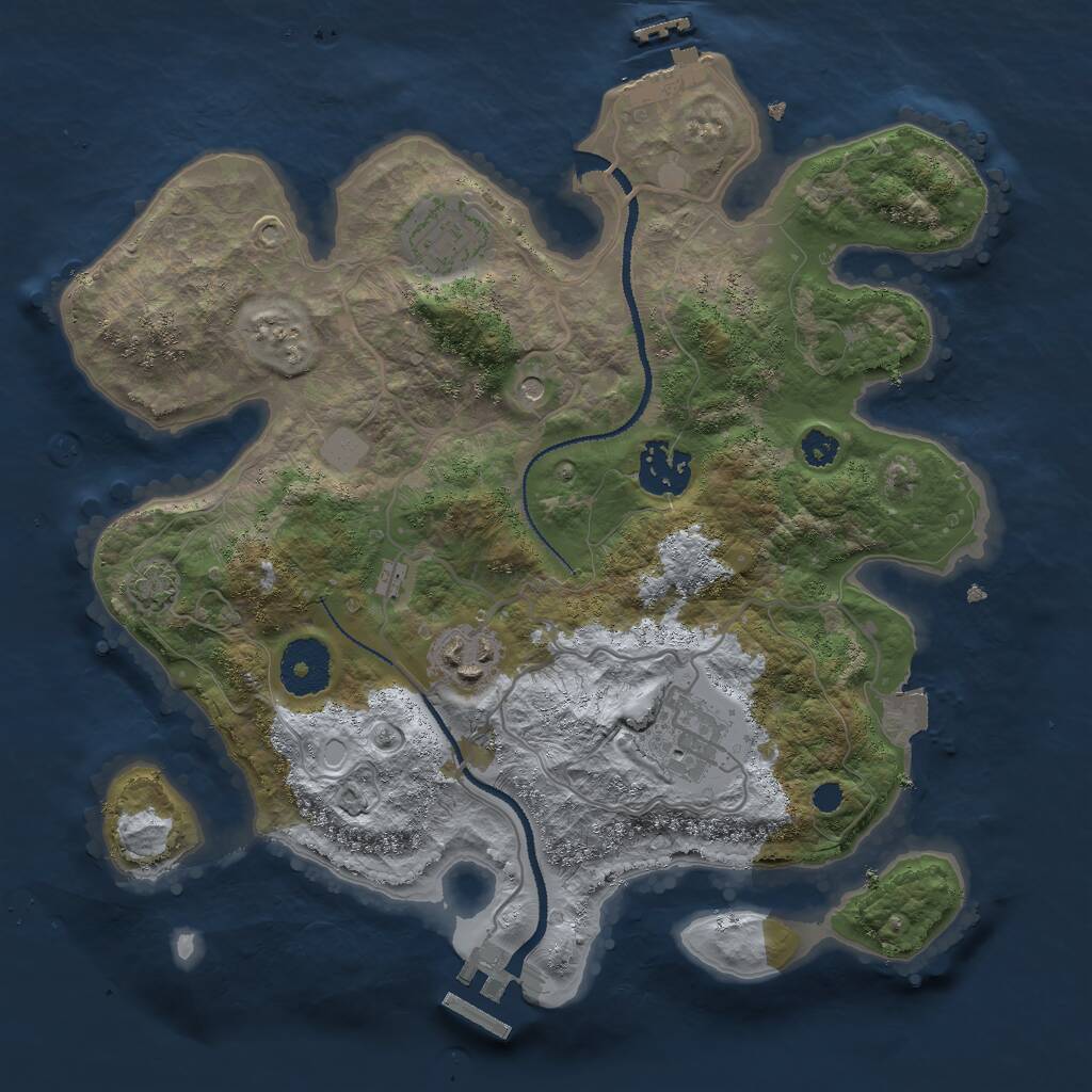 Rust Map: Procedural Map, Size: 3000, Seed: 23636062, 9 Monuments