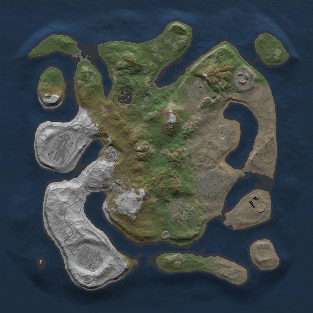 Rust Map: Barren, Size: 3200, Seed: 18852, 11 Monuments