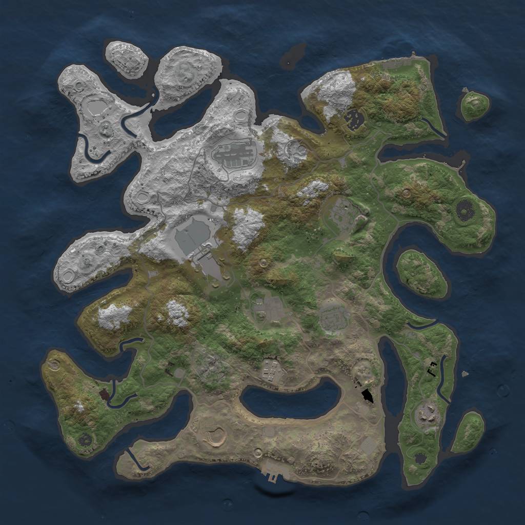 Rust Map: Procedural Map, Size: 4000, Seed: 489066, 17 Monuments