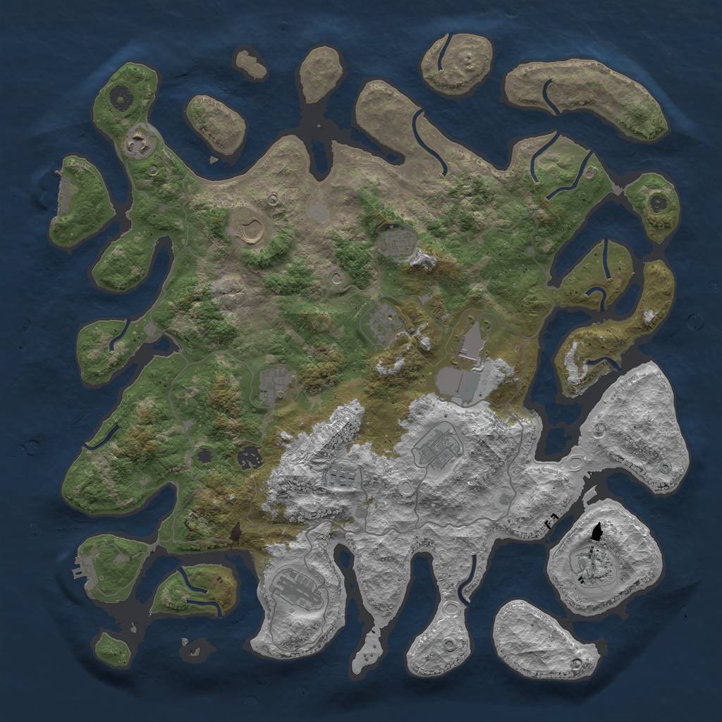 Rust Map: Procedural Map, Size: 4500, Seed: 9, 19 Monuments