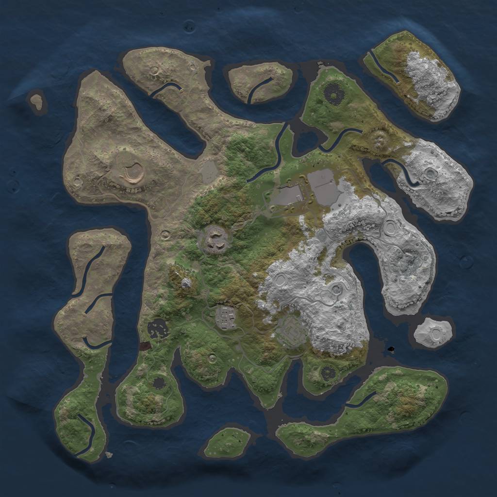 Rust Map: Procedural Map, Size: 3550, Seed: 811799, 12 Monuments