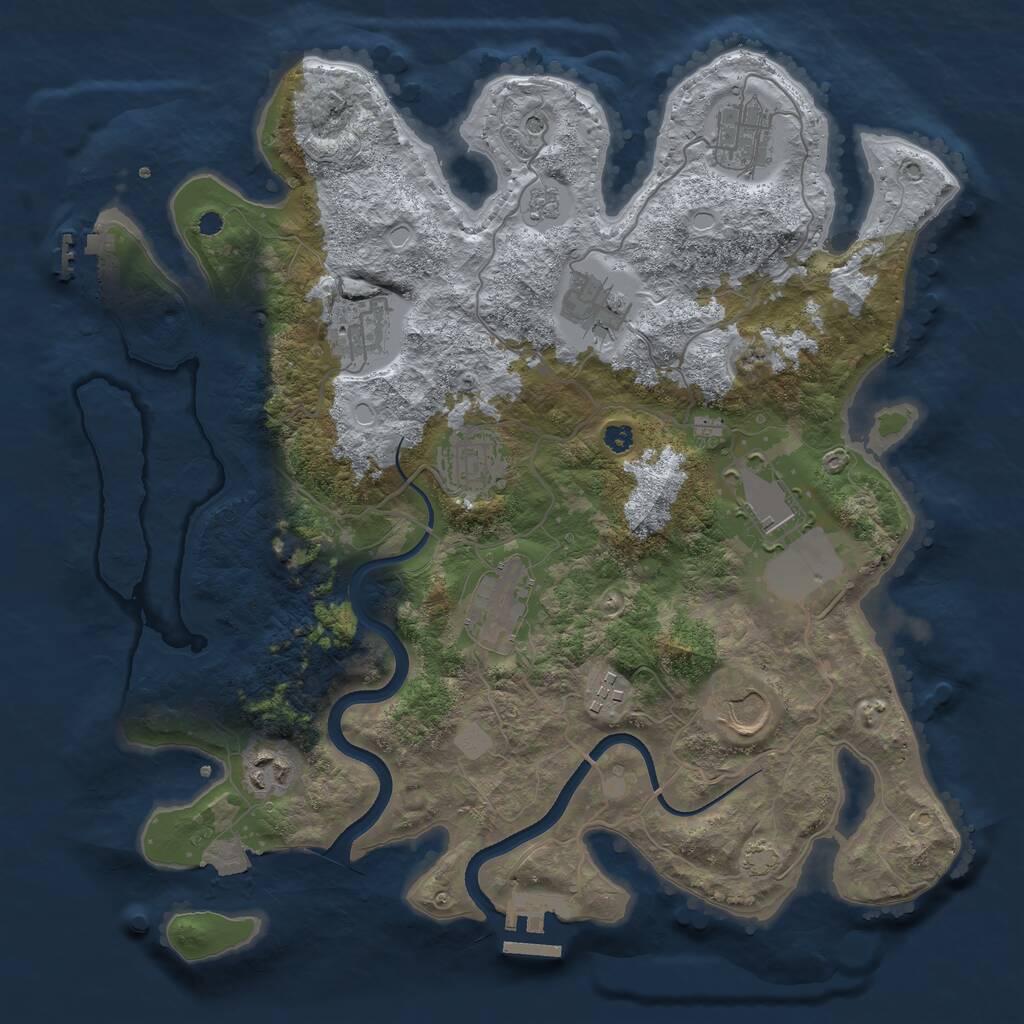 Rust Map: Procedural Map, Size: 3550, Seed: 247040, 15 Monuments