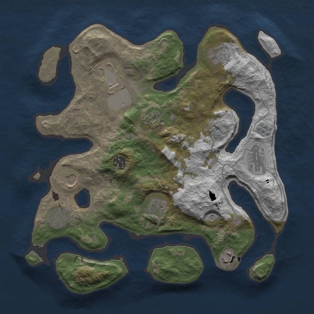 Rust Map: Barren, Size: 3500, Seed: 8012022, 13 Monuments