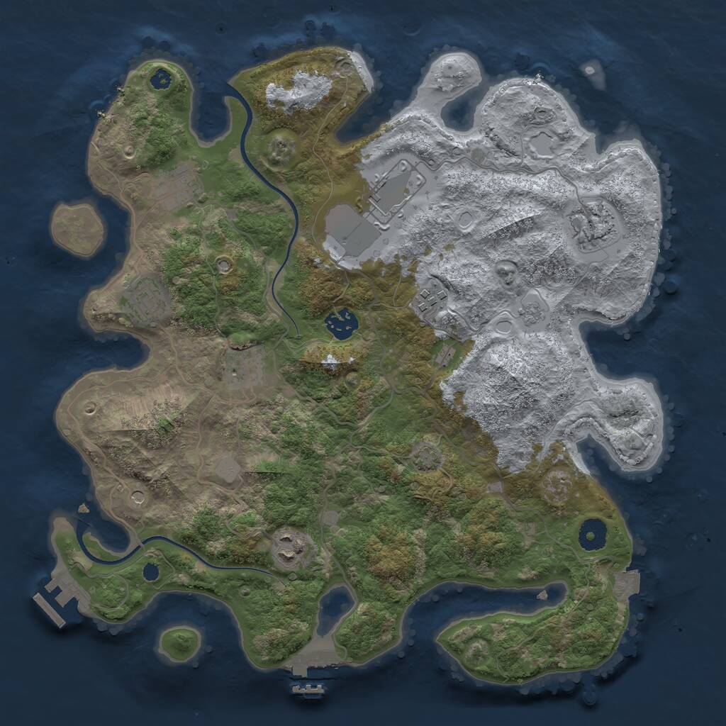 Rust Map: Procedural Map, Size: 3550, Seed: 564416, 14 Monuments