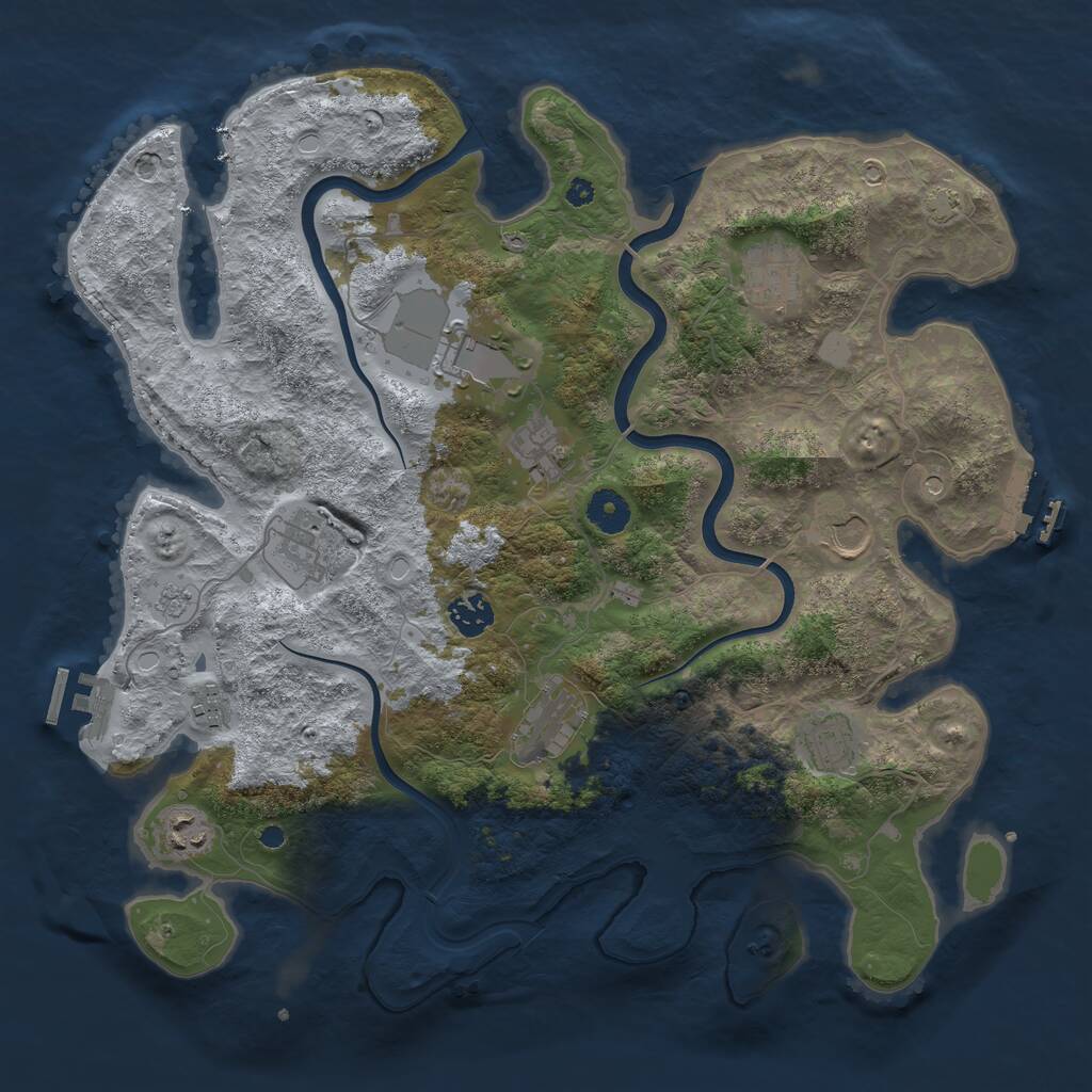 Rust Map: Procedural Map, Size: 3850, Seed: 146017836, 16 Monuments