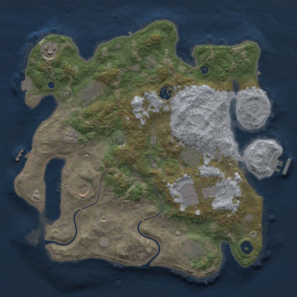 Rust Map: Procedural Map, Size: 3550, Seed: 17888, 14 Monuments