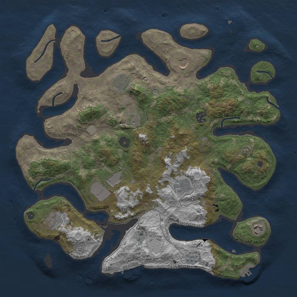 Rust Map: Procedural Map, Size: 4000, Seed: 837562, 17 Monuments