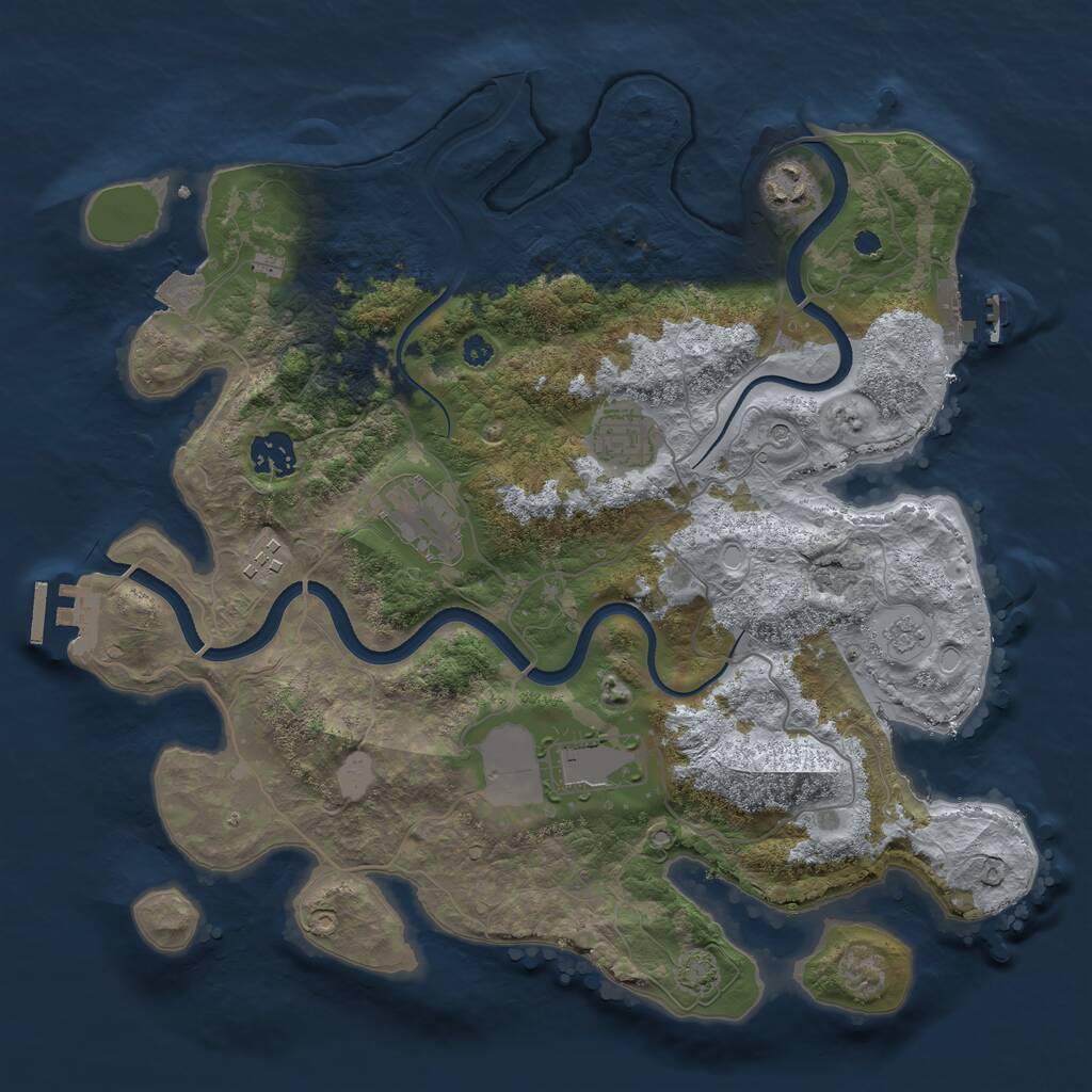 Rust Map: Procedural Map, Size: 3550, Seed: 203670, 12 Monuments