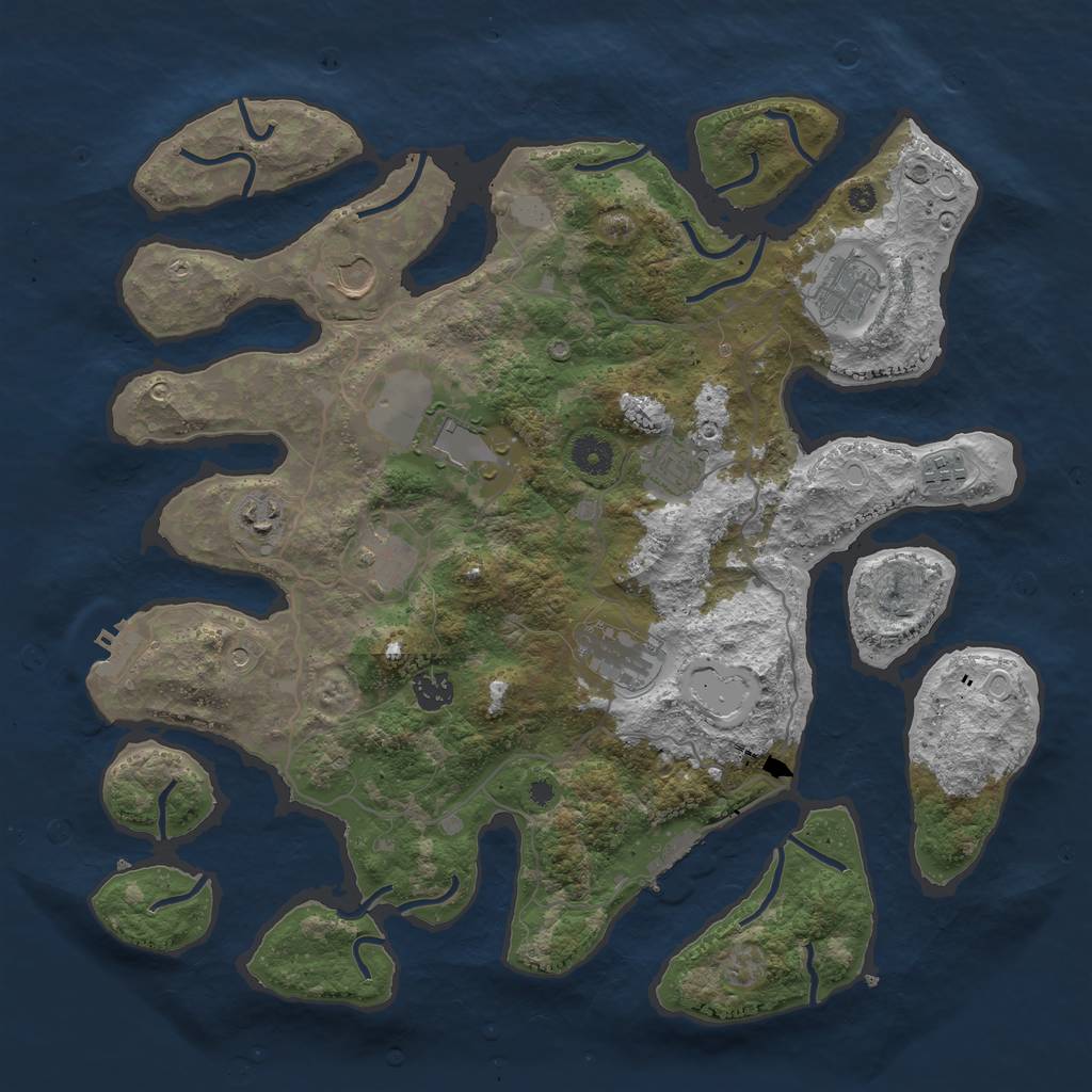 Rust Map: Procedural Map, Size: 4000, Seed: 64166, 17 Monuments