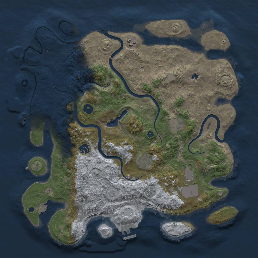 Rust Map: Procedural Map, Size: 4000, Seed: 7474, 12 Monuments