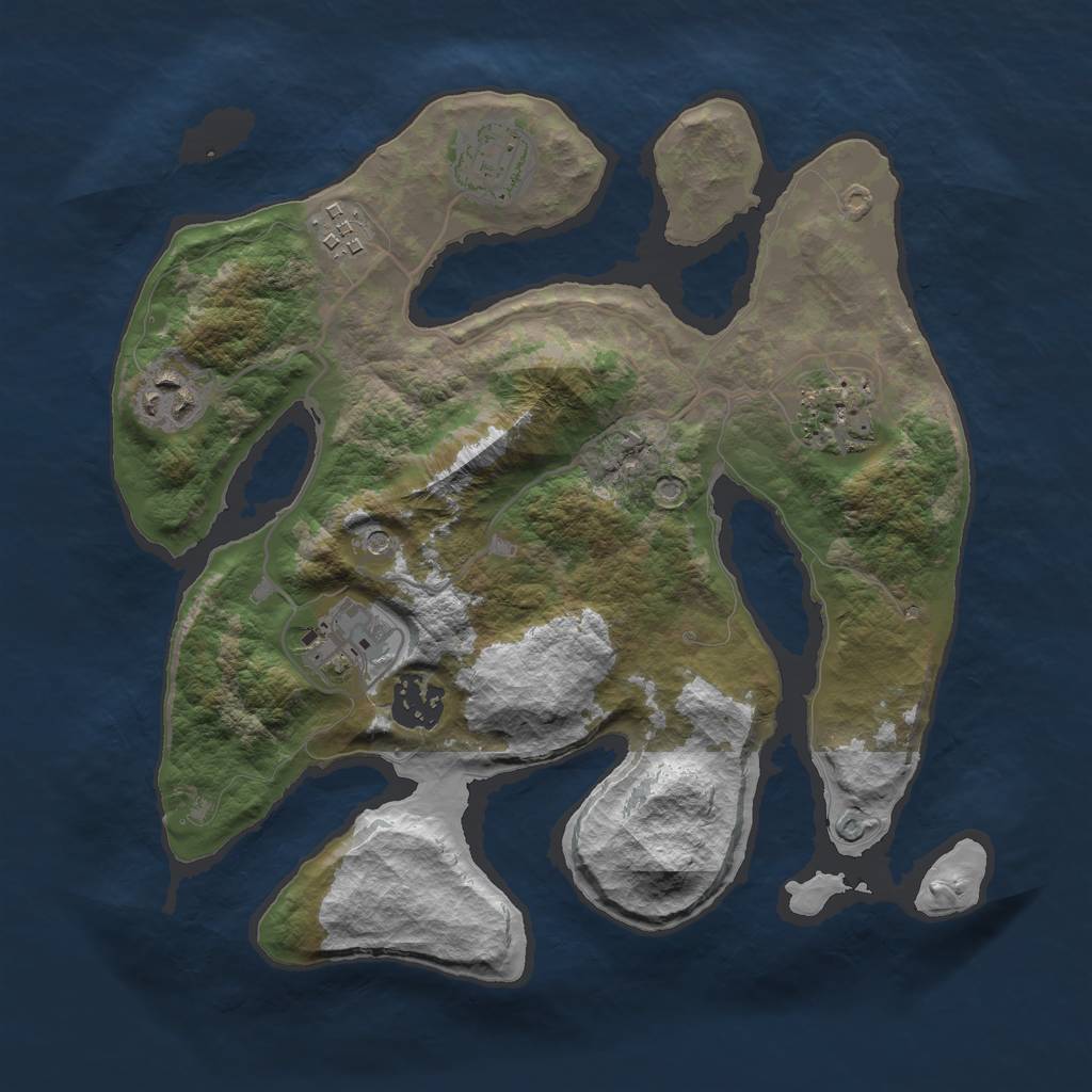 Rust Map: Barren, Size: 3000, Seed: 214766, 9 Monuments