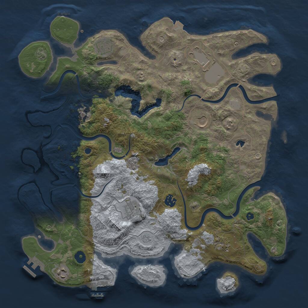 Rust Map: Procedural Map, Size: 4000, Seed: 696969420, 14 Monuments