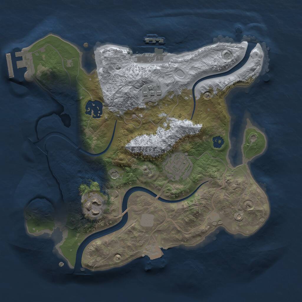 Rust Map: Procedural Map, Size: 2500, Seed: 1298153601, 8 Monuments