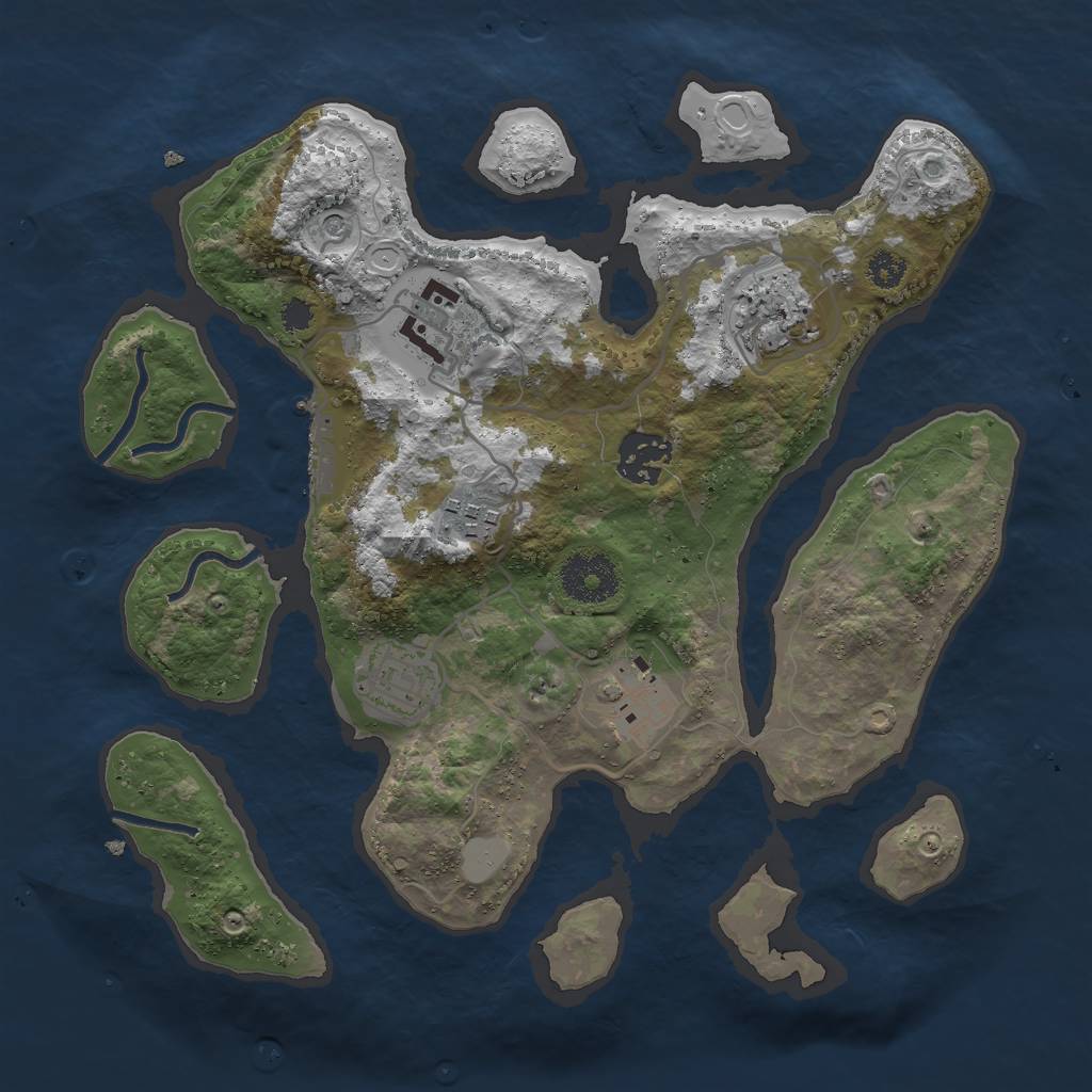 Rust Map: Procedural Map, Size: 3000, Seed: 300024, 13 Monuments