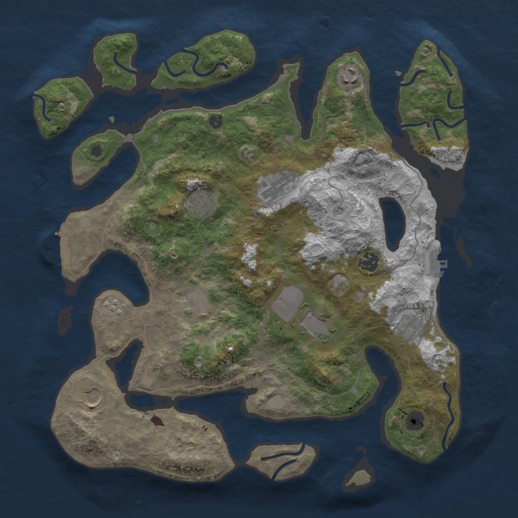 Rust Map: Procedural Map, Size: 4000, Seed: 799244, 17 Monuments