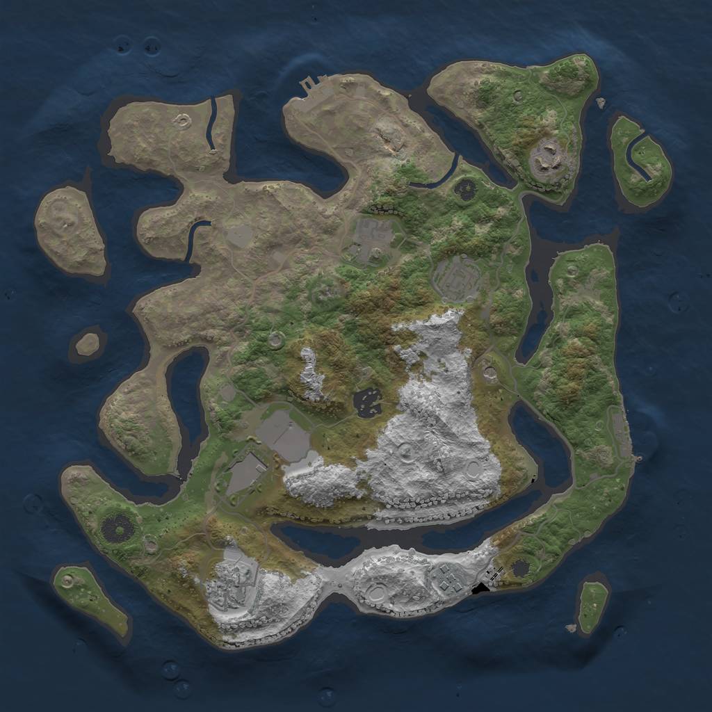Rust Map: Procedural Map, Size: 3500, Seed: 1735, 15 Monuments