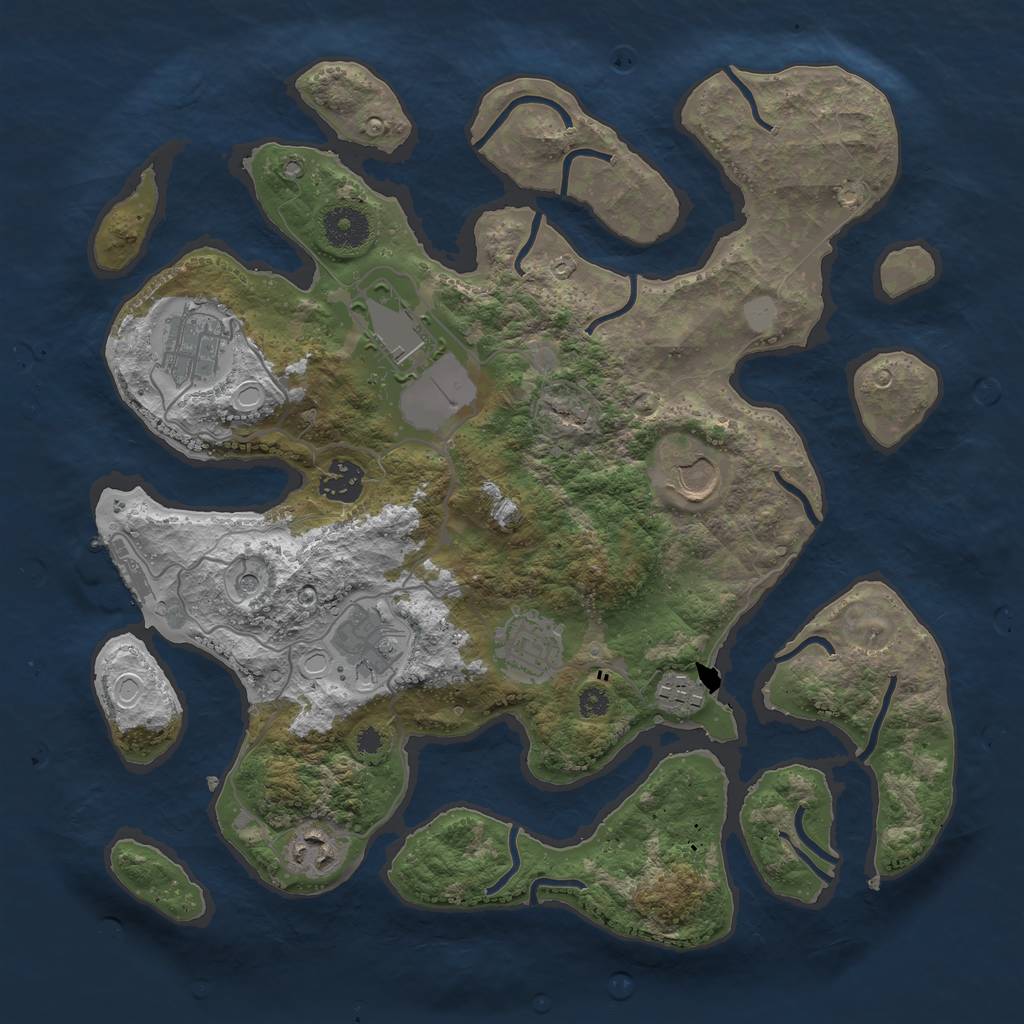 Rust Map: Procedural Map, Size: 3500, Seed: 832, 15 Monuments