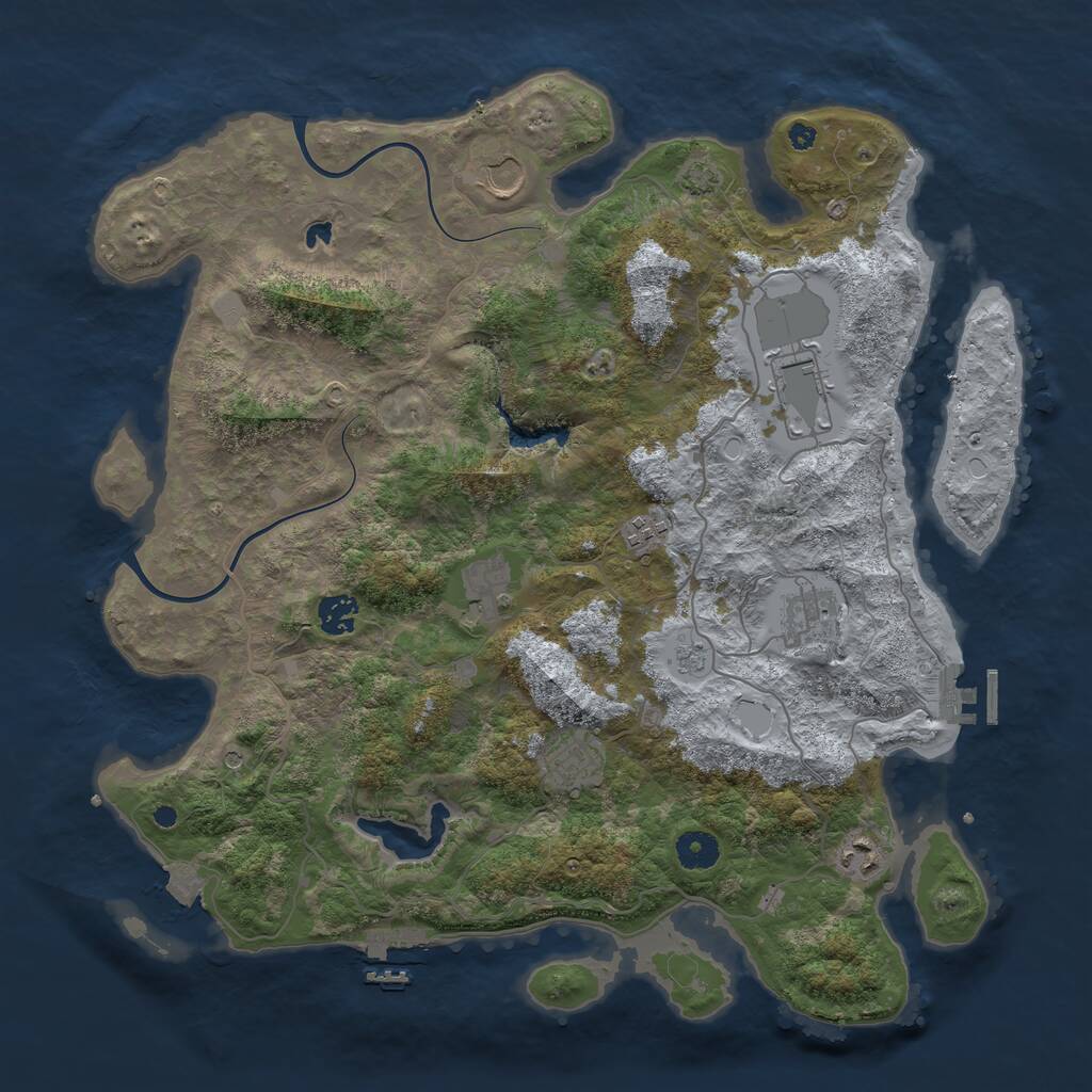 Rust Map: Procedural Map, Size: 4000, Seed: 696638, 14 Monuments