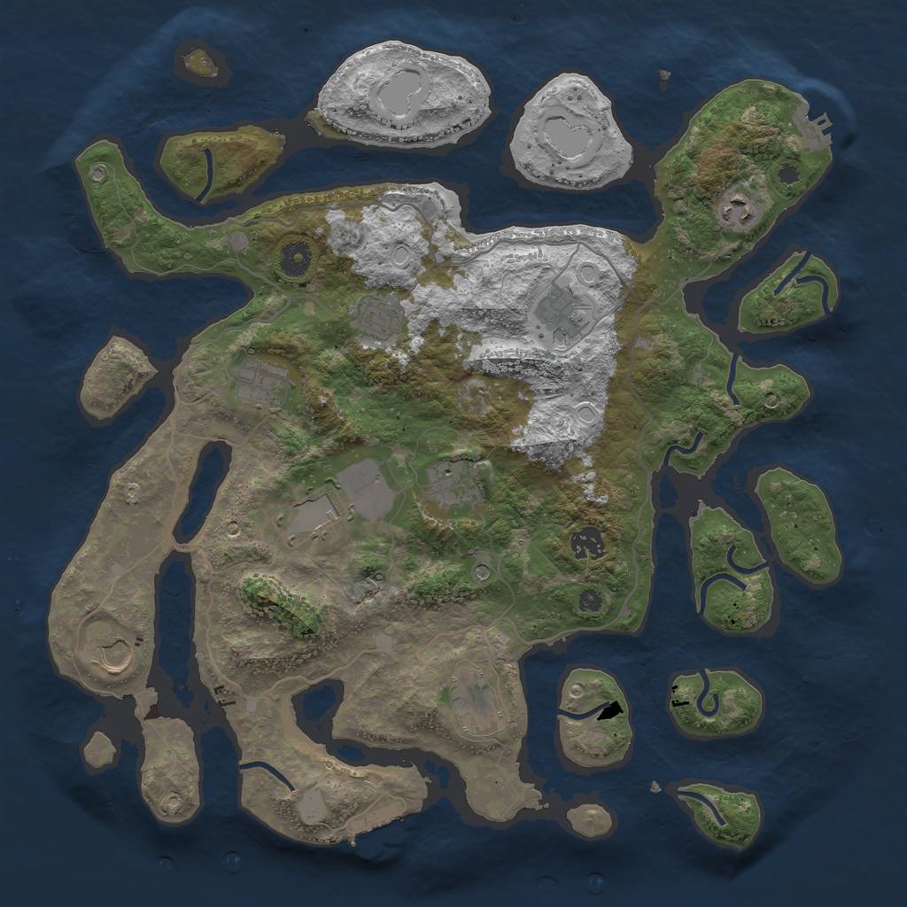 Rust Map: Procedural Map, Size: 4000, Seed: 155854, 17 Monuments