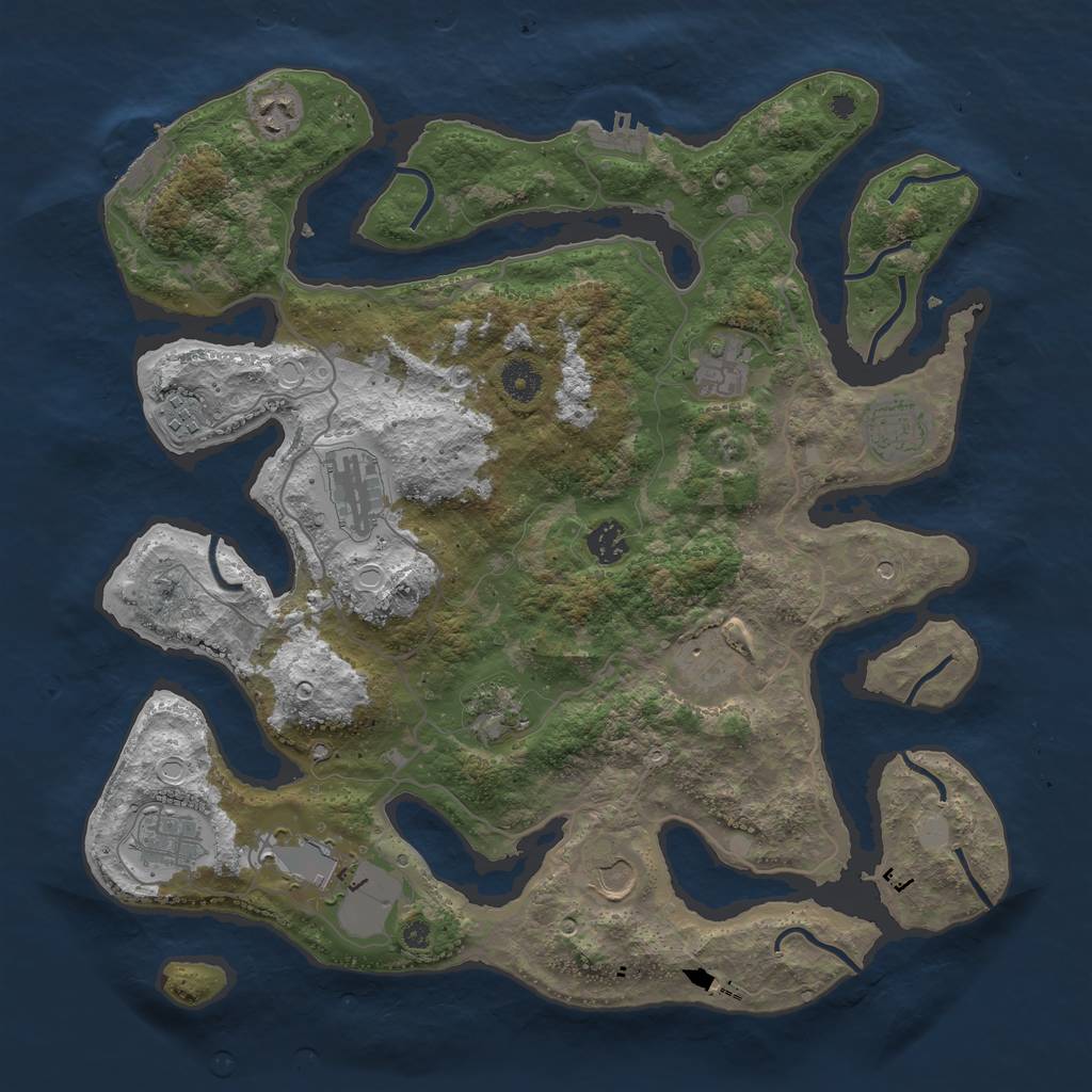 Rust Map: Procedural Map, Size: 4000, Seed: 302246, 19 Monuments