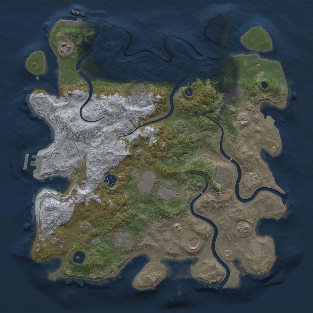 Rust Map: Procedural Map, Size: 3850, Seed: 237253141, 16 Monuments