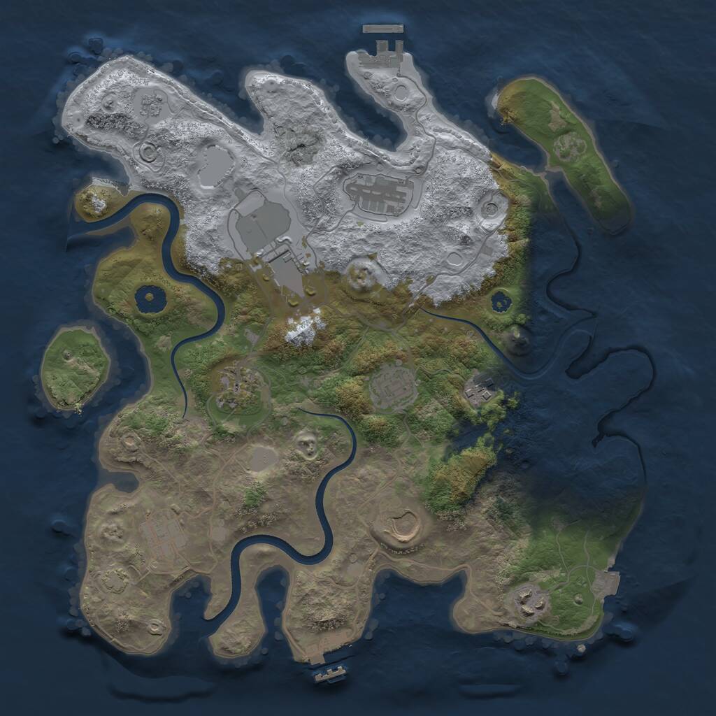 Rust Map: Procedural Map, Size: 3550, Seed: 372030, 14 Monuments