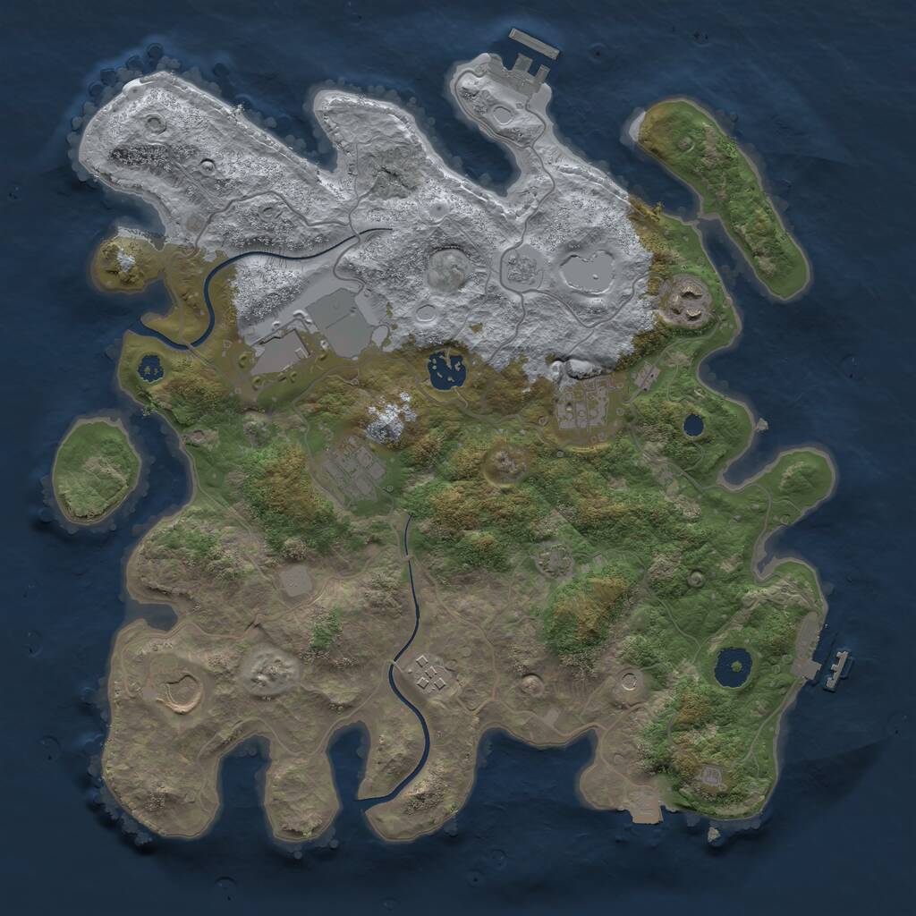 Rust Map: Procedural Map, Size: 3550, Seed: 372030, 13 Monuments