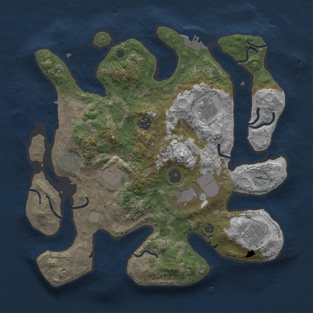 Rust Map: Procedural Map, Size: 3500, Seed: 750802, 14 Monuments