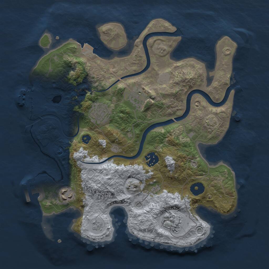 Rust Map: Procedural Map, Size: 3000, Seed: 3453677, 11 Monuments