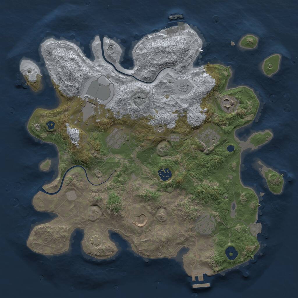 Rust Map: Procedural Map, Size: 3500, Seed: 2048774059, 13 Monuments