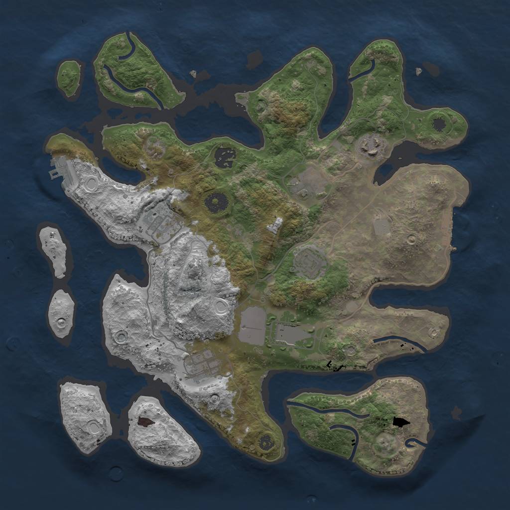 Rust Map: Procedural Map, Size: 3500, Seed: 1160575142, 14 Monuments