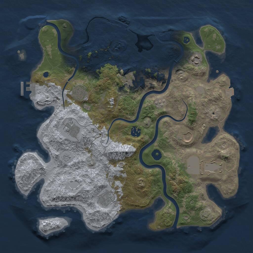 Rust Map: Procedural Map, Size: 3700, Seed: 878233, 15 Monuments