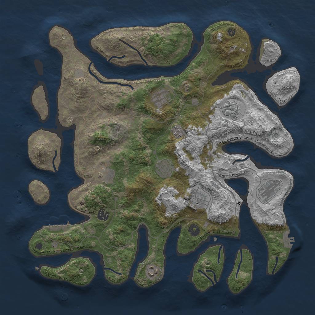 Rust Map: Procedural Map, Size: 4000, Seed: 76300, 17 Monuments