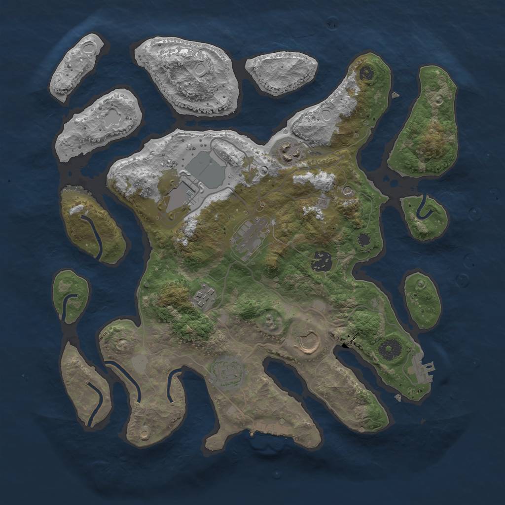 Rust Map: Procedural Map, Size: 3500, Seed: 4444494, 15 Monuments